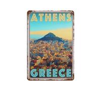Athens Greece,Metal Tin Sign,For Farmhouse Home Bathroom Garage Cafe Office Kitchen Restaurant Man Cave Vintage Art Wall Decor Poster(20x30cm)8x12 inch-D50