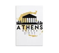 Athens Greece Silhouette City Skyline Map Poster Canvas Wall Art Poster Decorative Modern Home Print Picture Artworks Posters 20x30inch(50x75cm)