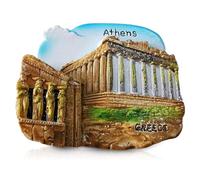 Athens Greece Souvenir Refrigerator Magnet, Parthenon and Caryatids Design, 3D Resin (Athens)