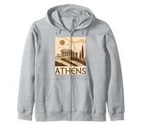 Athens Greece Vintage Minimalist Greek Style Travel Souvenir Zip Hoodie