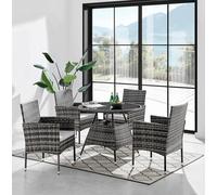 Modish Furnishing Athens Grey 4 Seater Rattan Dining Set With Light Grey Cushions Modish Furnishing Grey