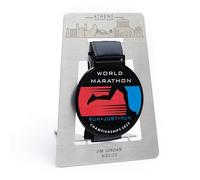 Athens Marathon Personalized Medal Display - Tabletop Medal Stand and Ribbon Rack for Running - Premium Stainless Steel with Laser Engraving - Marathoner Gift - Medal Holder Collection Organizer