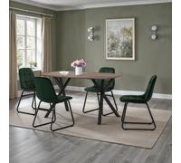 Athens Medium Oak Rectangular Dining Set with Lukas Chairs Seconique Green One Size