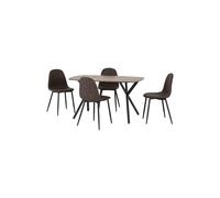 Seconique Athens Rectangular Dining Set - Medium Oak Effect/Brown Pu, Brown