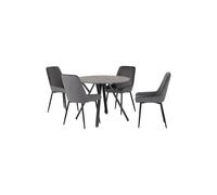 Athens Round Dining Set with Avery Chairs Seconique Grey One Size