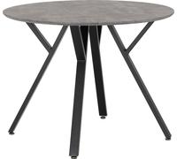 Athens Round Dining Table Concrete Effect Cross Black Metal Legs Kitchen