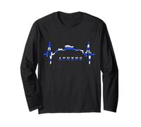 Athens Skyline Heartbeat Heart Acropolis Ancient Greek Flag Long Sleeve T-Shirt