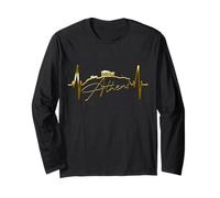 Athens Skyline Heartbeat Heart Acropolis Ancient Greek Flag Long Sleeve T-Shirt