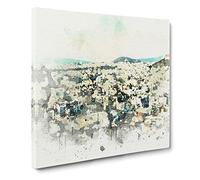 Athens Skyline in Greece Canvas Print | Gallery Wrapped 30mm Frame Wall Art | 14x14 inches | Ready to Hang | Modern Cityscape Picture | Living Room Bedroom Lounge Office