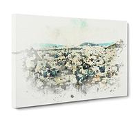 Athens Skyline In Greece Canvas Print | Gallery Wrapped 30mm Frame Wall Art | 20x14 inches | Ready to Hang | Modern Cityscape Picture | Living Room Bedroom Lounge Office