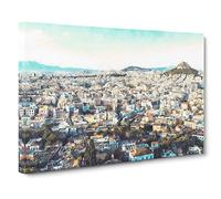 Athens Skyline in Greece Canvas Print | Gallery Wrapped 30mm Frame Wall Art | 30x20 inches | Ready to Hang | Modern Cityscape Picture | Living Room Bedroom Lounge Office