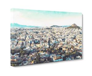 Athens Skyline In Greece Canvas Print | Gallery Wrapped 30mm Frame Wall Art | 30x20 inches | Ready to Hang | Modern Cityscape Picture | Living Room Bedroom Lounge Office