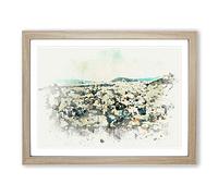 Athens Skyline In Greece In Abstract Modern Art Framed Print | A4 Oak Framed Wall Art | Ready to Hang | Abstract Cityscape Picture | Living Room Bedroom Lounge Office