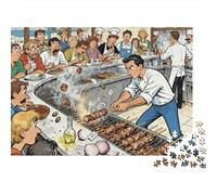Athens Taverna Souvlaki Skewer Thread Wooden Jigsaw Puzzle Waterproof 1000 Piece Puzzles for Adults Challenging And Brainteasing Home Decoration