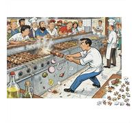 Athens Taverna Souvlaki Skewer Thread Wooden Jigsaw Puzzle Waterproof 1000 Piece Puzzles for Adults Gifts Impossible Home Decoration