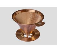 ATHIA Golden Reusable Coffee Filter, Stainless Steel Pour Over Dripper with Laser-etched Mesh cone, Eco-friendly Paperless Design, Fits Most Mugs, Carafes & Hario Brewers (Rose Golden, Flower Carving)