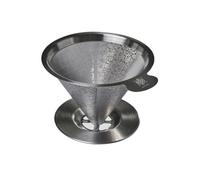 ATHIA Reusable Coffee Filter, Stainless Steel Pour Over Dripper with Laser-etched Mesh Cone, Eco-Friendly Paperless Design, Fits Most Mugs, Carafes & Hario brewers (Silver, Flower Carving)