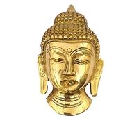 athizay Brass Buddha Face Wall Hanging - 13 cm Gold Finish | Decorative Buddha Head for Door, Wall or Spiritual Home Décor