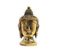Athizay Brass Buddha Head Statue - 7 cm Antique Gold Finish | Small Decorative Sculpture for Table, Shelf or Spiritual Home Décor