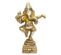 athizay Brass Dancing Ganesha Statue - Handcrafted Ganesh Idol for Home Decor, Festival Gifting, Office Table Ornament - Made in India (10 cm)