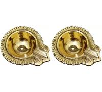 athizay Brass Diya Set of 2 - Traditional Indian Oil Lamps for Pooja, Diwali & Mandir Decor | Solid Brass | Poojan Gift Item | Festival Lighting Set