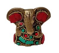 athizay Brass Ganesh Idol with Colour Stone Chip Work - Small Ganesha Figurine for Home Decor & Gifting (2 L x 1.5 W x 4 H cms)
