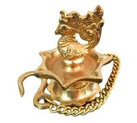 athizay Brass Hanging Diya with Peacock Design | Traditional Indian Oil Lamp with 12-Inch Chain | Pooja Decor, Spiritual Gift, Home Temple or Wedding Decoration Shallow 5 Wick Capacity