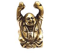 athizay Brass Laughing Buddha Statue - 5.5 cm Antique Gold Finish | Small Sitting Buddha Idol for Home Décor, Desk, or Gifting