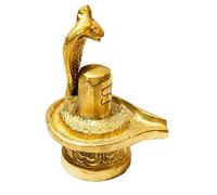 athizay brass Shiva lingam Statue with snake 6 cm small size for Home & Office Puja Room shivling statues Idol brass metal gold finish