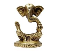 athizay Ganesh Statue 6.5 cm - Small Contour Brass Ganesha Idol | Spiritual Hindu Decor for Desk, Gift & Meditation Space