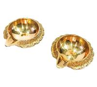 athizay Kuber Brass Diya Set of 2 - Traditional Indian Oil Lamps for Pooja, Mandir & Gifting | Solid Brass Ghee Deepam for Aarti & Diwali