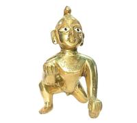 athizay Laddu Gopal Brass Idol | Bal Gopal Baby Krishna Statue for Home Temple, Pooja Room, Office & Janmashtami | Multiple (9.5 cm)
