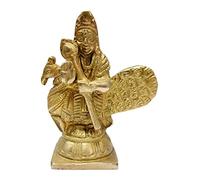 athizay Small Brass Kartik Lord Statue with Peacock Virgin Murugan Figurine 8 cm Brass kartikeya Idol for Home Temple