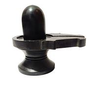 athizay Stone Shivling Statue Made in Banaras | Office Puja Room Religious god Idol Shiva Lingam (Black 8 cm)