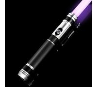 AthlChamp Heavy Dueling Lightsaber for Adults, Dueling Light Saber with Heavy Duty Metal Hilt & Thick Blade & 16 Sound Effects & 12 RGB Colors - Black and Silvery