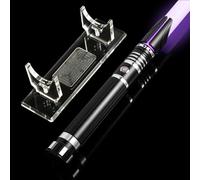 AthlChamp Motion Control Heavy Dueling Lightsaber for Adults, Dueling Light Saber with Heavy Duty Metal Hilt & Thick Blade & 16 Sound Fonts & 12 RGB Colors & Saber Stand, Helmet Design - Black