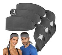 Athle Sport Headband - Head Tie Headbands - Sweatband For Men And Women - Running and Workout Headband - Grey - 3 Pack