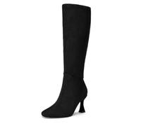 Athlefit Kitten Heel Knee High Boots for Women Square Toe Fall Tall Boots | Side Zipper, PU, Suede, 2.8 Inch, Fall Fashion, Soft Padding Insoles, Nonslip Sole, All-Day Comfort, Office Dress, Sexy Lady