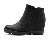 Athlefit Wedge Booties for Women with Heel Womens Booties Ankle Boots Hidden Wedge Boots Black Size: 5 UK