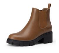 Athlefit Womens Chelsea Boots Fashion Lug Sole Chunky Heel Slip On Elastic Ankle Boots