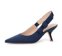 Athlefit Women's Slingback Kitten Heels Closed Pointed Toe Bowknot Pumps Dress Shoes for Work Wedding Dancing Party, Navy, 2.5 UK