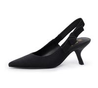 Athlefit Women's Slingback Kitten Heels Closed Pointed Toe Bowknot Pumps Dress Shoes for Work Wedding Dancing Party, Black, 9 UK