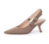 Athlefit Women's Slingback Kitten Heels Closed Pointed Toe Bowknot Pumps Dress Shoes for Work Wedding Dancing Party, Light Coffee, 5.5 UK