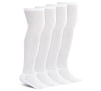 Athlemo 4 Pair Daibetic Socks Over Knee Non-Binding Circulation Cushioned Socks, White, 10-13