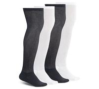 Athlemo Non-Binding Over the Knee Diabetic Socks for Men, 4 Pairs Circulatory Socks with Cushion Sole, Black&white, 7.5-10.5 UK