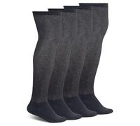 Athlemo Non-Binding Over the Knee Diabetic Socks for Men, 4 Pairs Circulatory Socks with Cushion Soles, Black, 13-15 UK