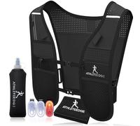 AthleteEdge Running Vest for Women Men - Lightweight Adjustable Running Vest with 500ml Water Bottle, Phone Holder, 3 LED Lights, Reflective Strips, Waterproof Pouch, Hydration Vest, Towel