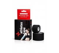 Athletes Tape Kinesiology Tape, 5cm x 5m, 2 Rolls, Black - Waterproof & Hypoallergenic Kinetic Physio Tape for Muscle Injury Recovery, Sports Strapping for Knee Pain, Shoulder, Joint Support