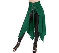 Athletic Dress for Women Women Fashion Solid Gothic Punk Asymmetric Slit Front Skirt A Line Skirt Wedding Guest Dress (Green, S)