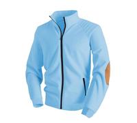 Athletic Jacket for Men Fall Spring Casual Track Jackets Full Zip Elbow Patchwork Long Sleeve Jackets with Pockets Sky Blue